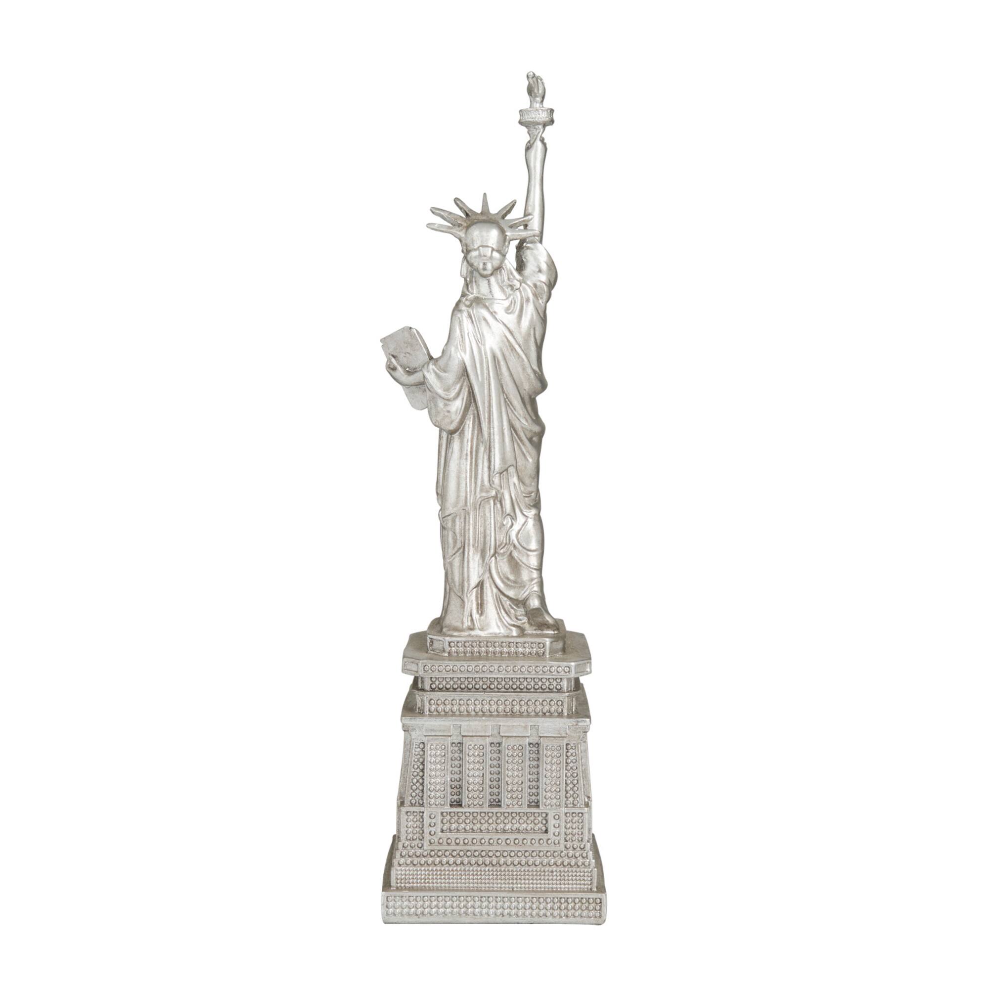 Silver Polystone Traditional Sculpture, 17" x 5" x 5"